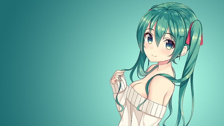 Wallpaper girl, space, hair, Hatsune 