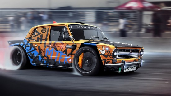 Nissan Skyline Drift Motion Blur Desktop Wallpaper