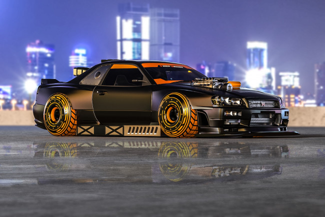 Обои машина, авто, тюнинг, ниссан, Nissan Skyline, R34, скай 