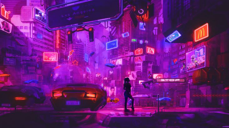 Neon city 1080P, 2K, 4K, 5K HD 