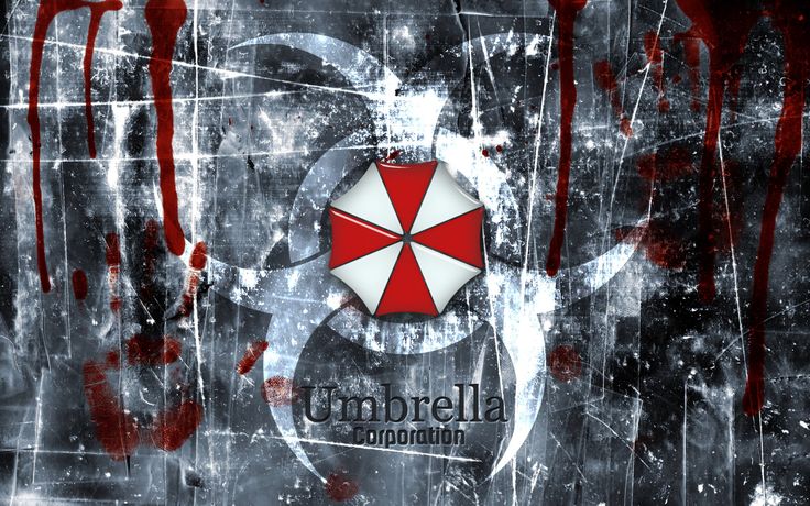 Wallpaper red, logo, game, Resident Evil, Umbrella, gray 