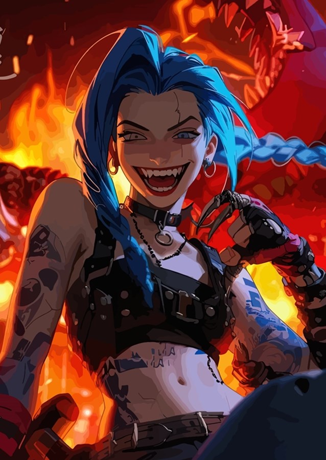 Обои Art, League of Legends, LoL, Face, Fanart, Jinx на 