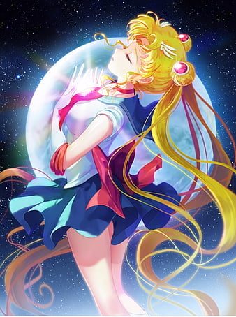 Sailor moon, moon, pattern, purple, sailor, HD phone 