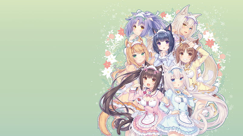 1600x900 wallpaper of all the nekos in 