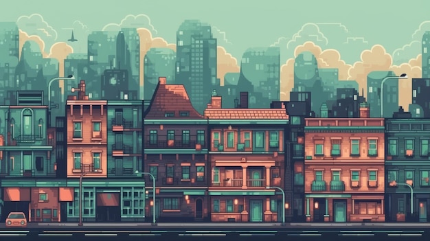 Живые обои Pixel art City