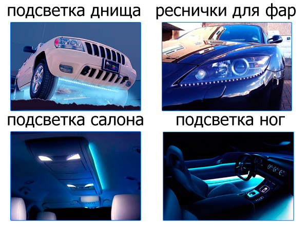 Черная супер подсветка BL Dynamic в салон авто