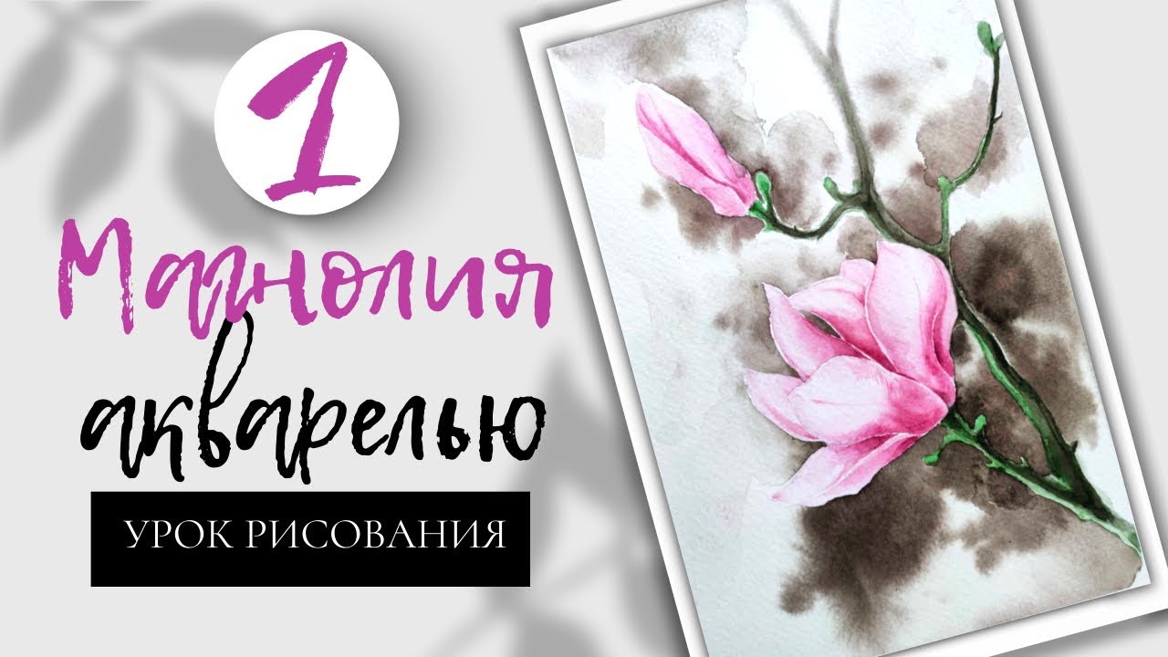 Картина акварель 28х19 см магнолия 