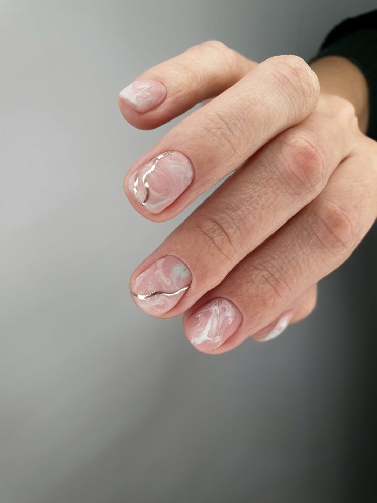 beautiful beige manicure of nails on 