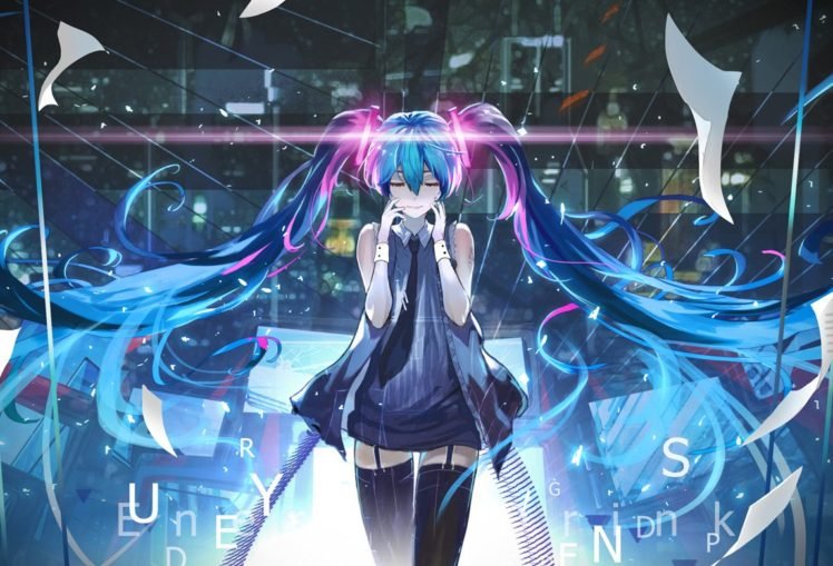 wire, headphones, art, hatsune miku 