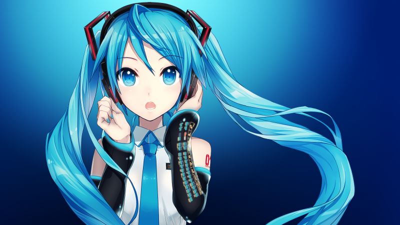 Wallpaper hatsune miku and mask, anime 