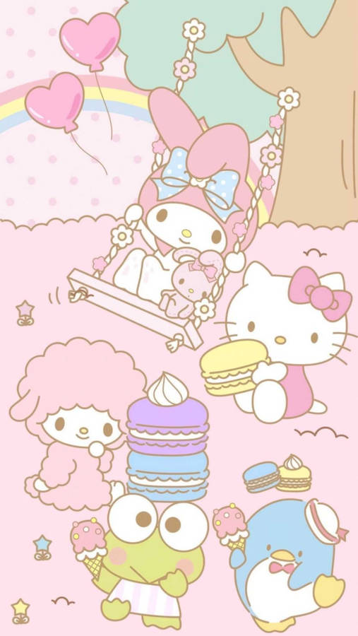 Pink and white bunny art, My Melody Hello Kitty Sanrio 