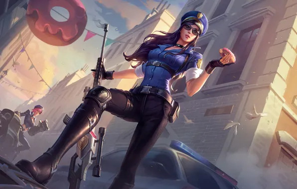 Caitlyn Pool Party LoL Art Wallpaper 4K 