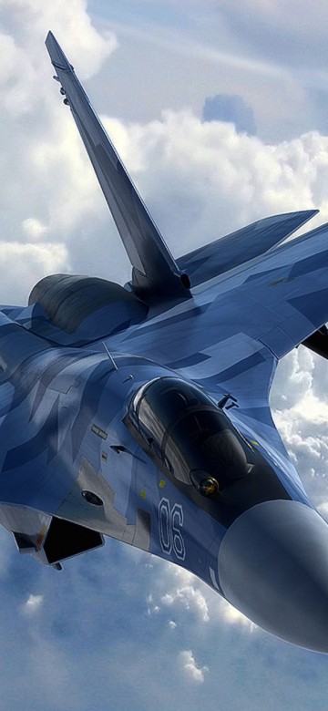 Su-57 multi-role fighter flight, blue 