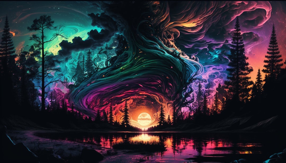 Seamless Psychedelic Wallpaper Stock 