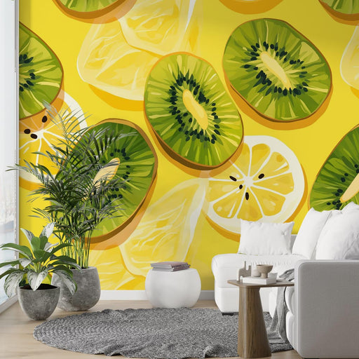 Seamless pattern fruit kiwi piece 