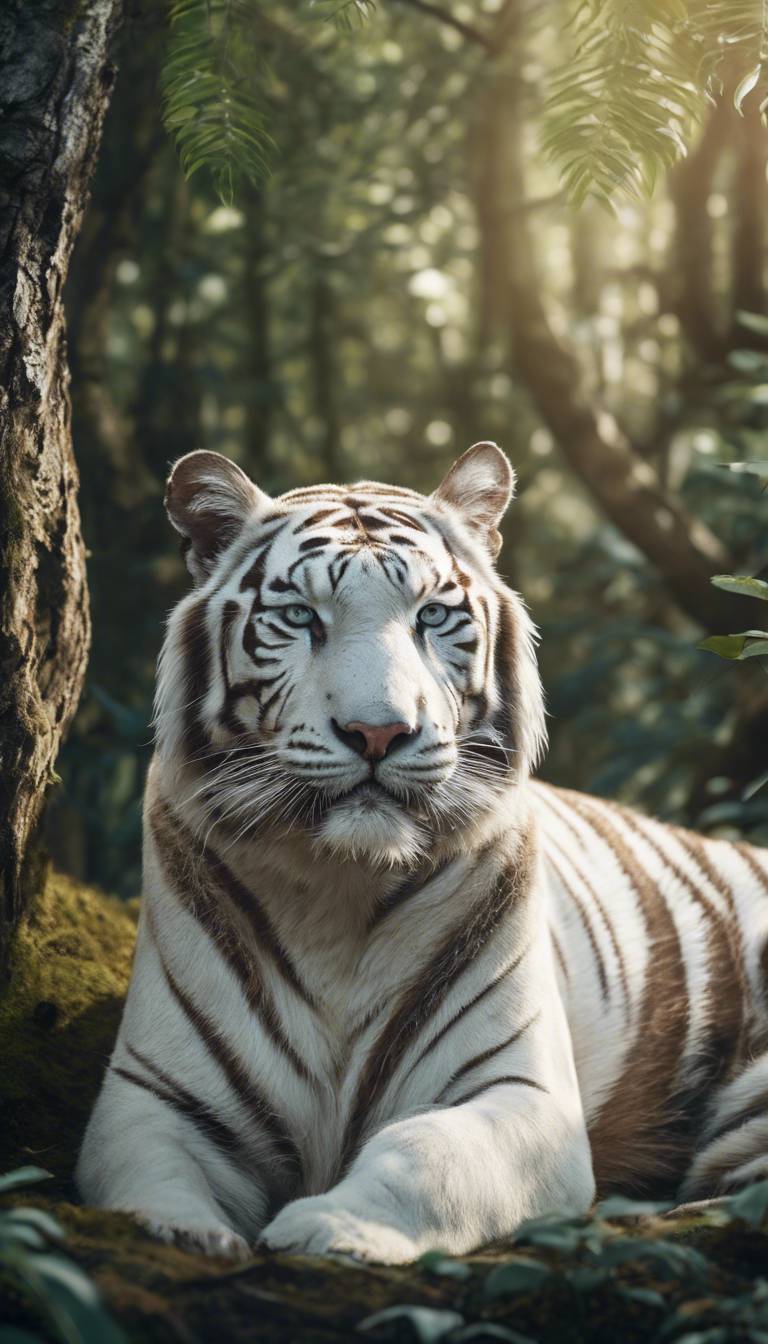 Photo King Tiger white knight background wallpaper ai 