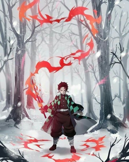 Обои меч, парень, Demon Slayer Kimetsu no Yaiba на телефон и 