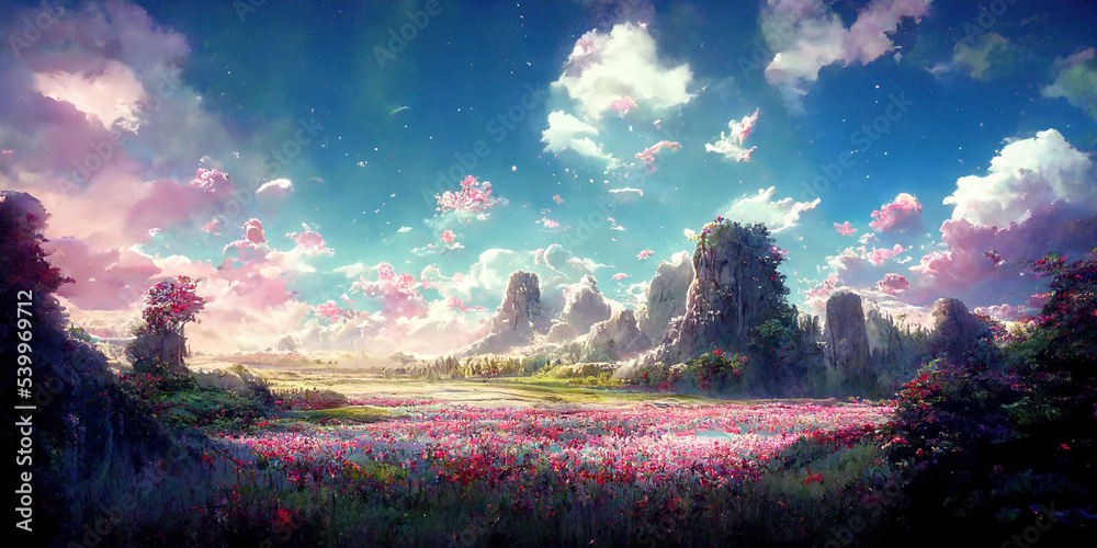 Japan anime scenery wallpaper featuring beautiful pink cherry 