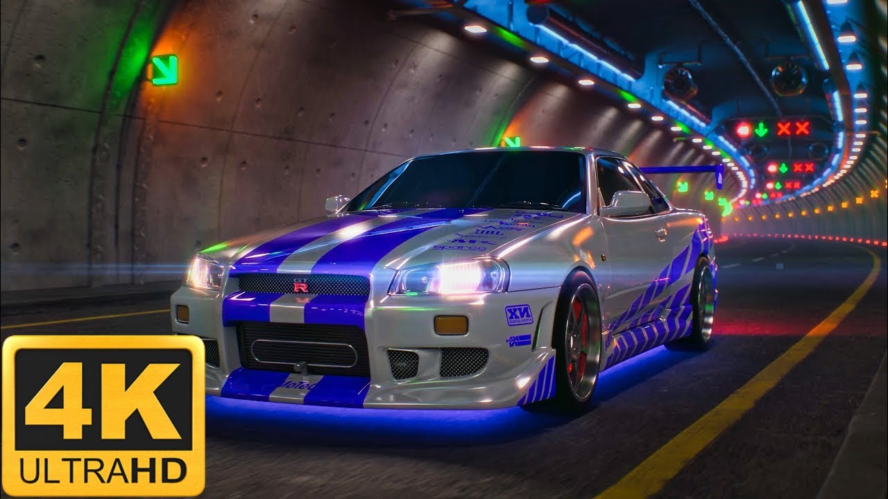 Nissan Skyline GT-R R34 Drifting Night City Live Wallpaper 