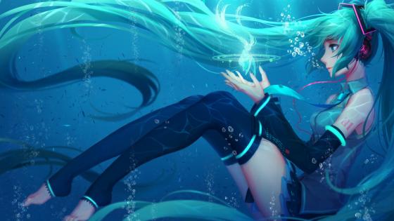 Download wallpapers Hatsune Miku, birds 