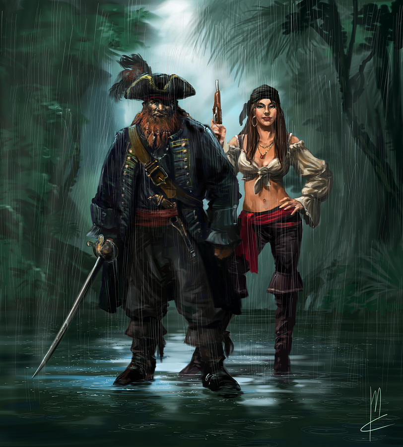 Digital art style pirate character portrait 