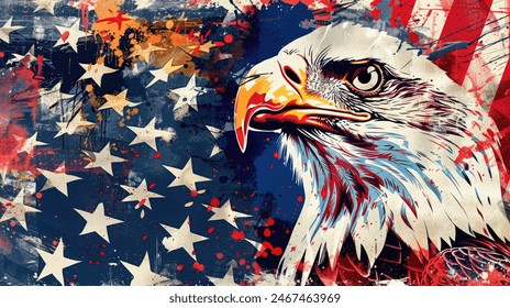 Photo & Art Print Old grunge USA flag 