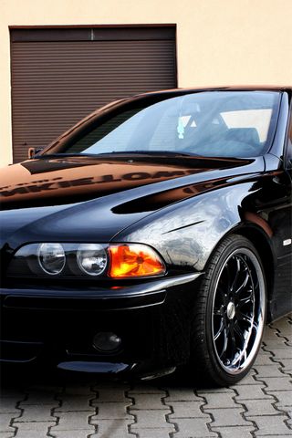 BMW M5 E39 black car front view 