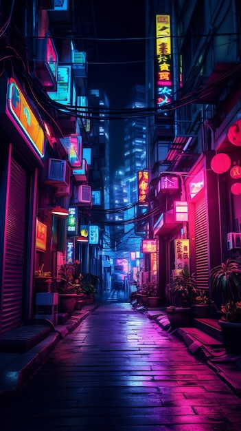 Неоновые обои Neon City Skyline Symphony 