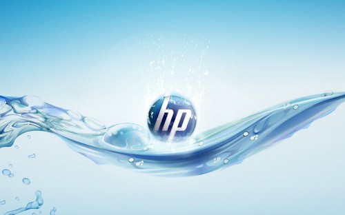 Обои на рабочий стол Логотип HP на темном фоне, обои для 