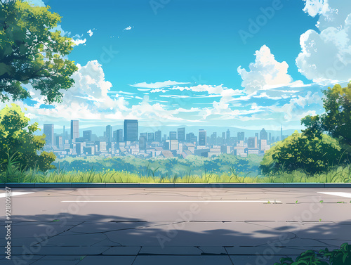 Fotografia street in the city anime style background, Hendra 